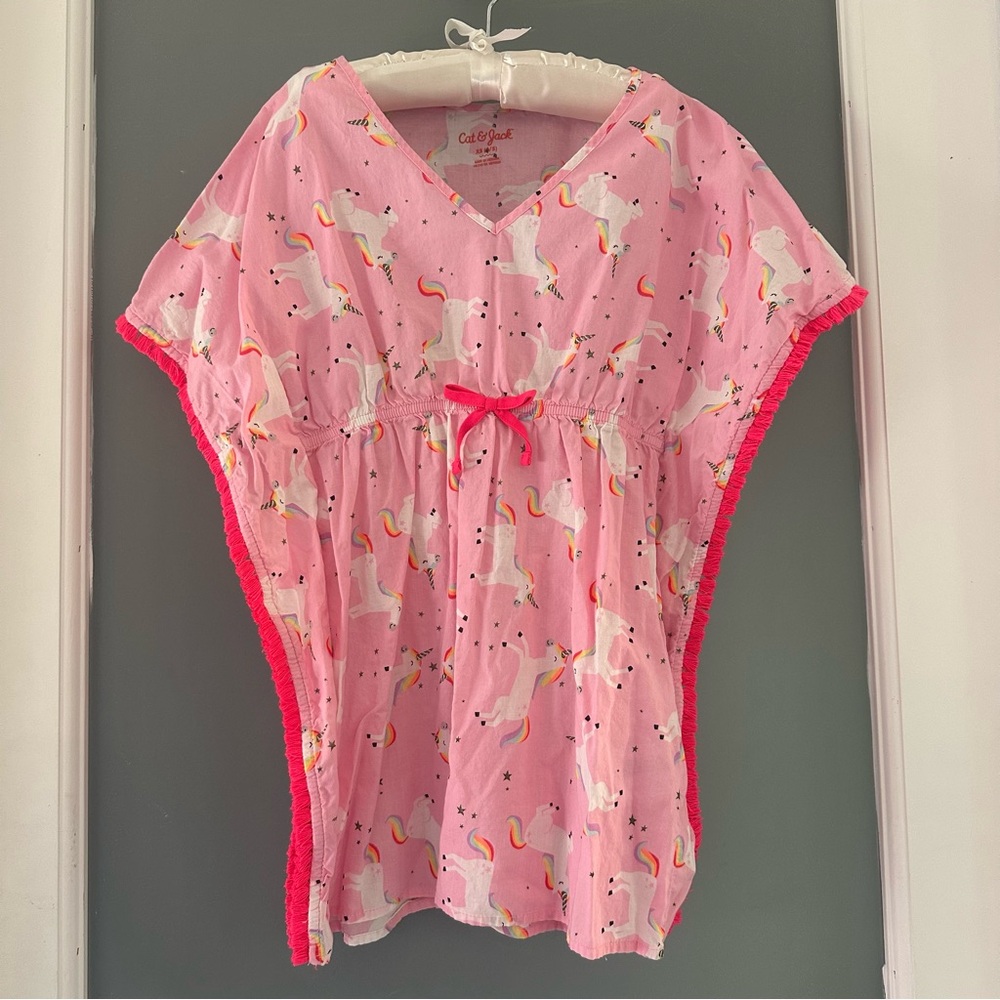 Cat & Jack Pink Unicorn swim cover up